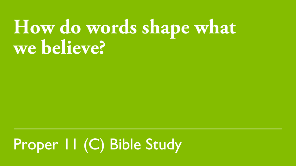 Graphic asking "How do words shape what we believe?"