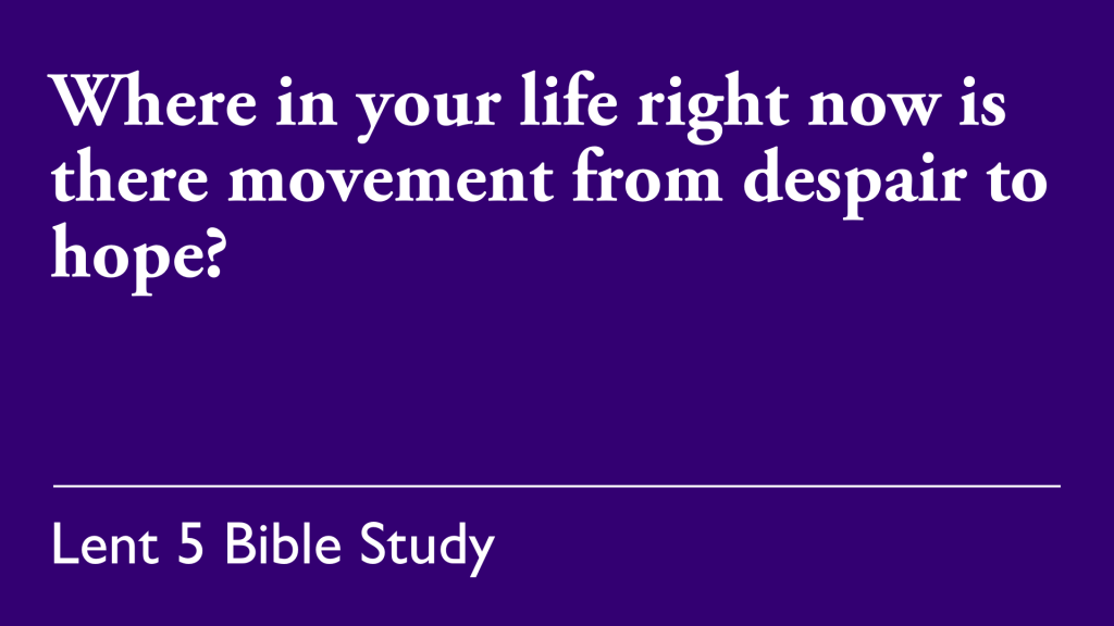 Where in your life right now is there movement from despair to hope?