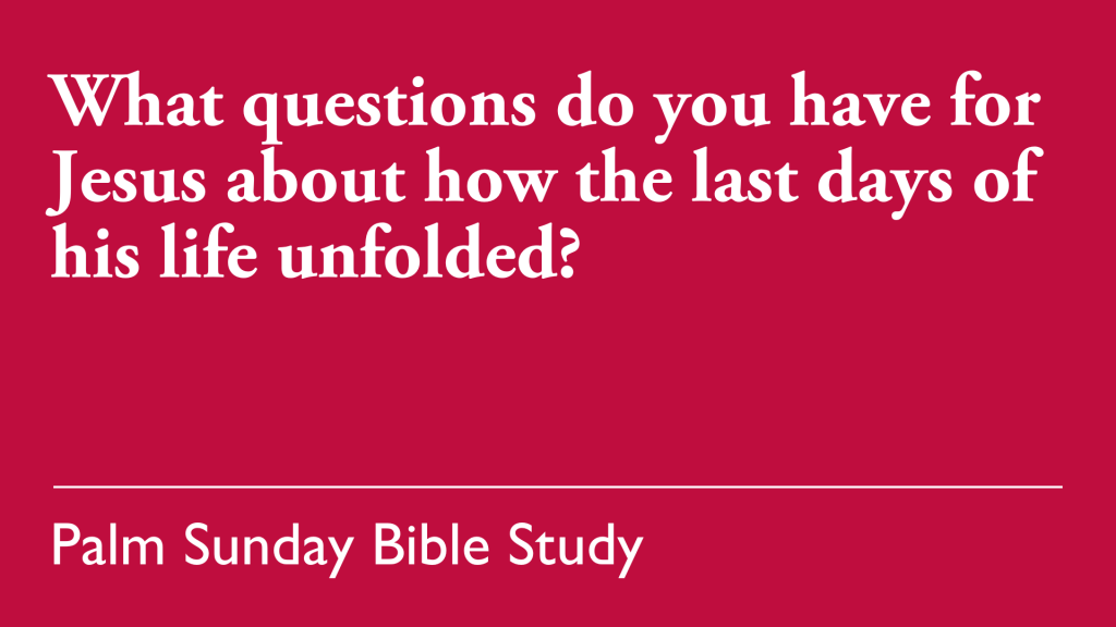 What questions do you have for Jesus about how the last days of his life unfolded?