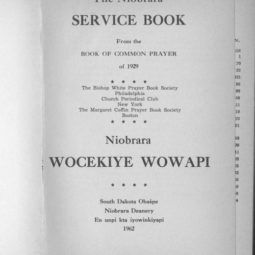 Niobrara service book / Dakota prayer book